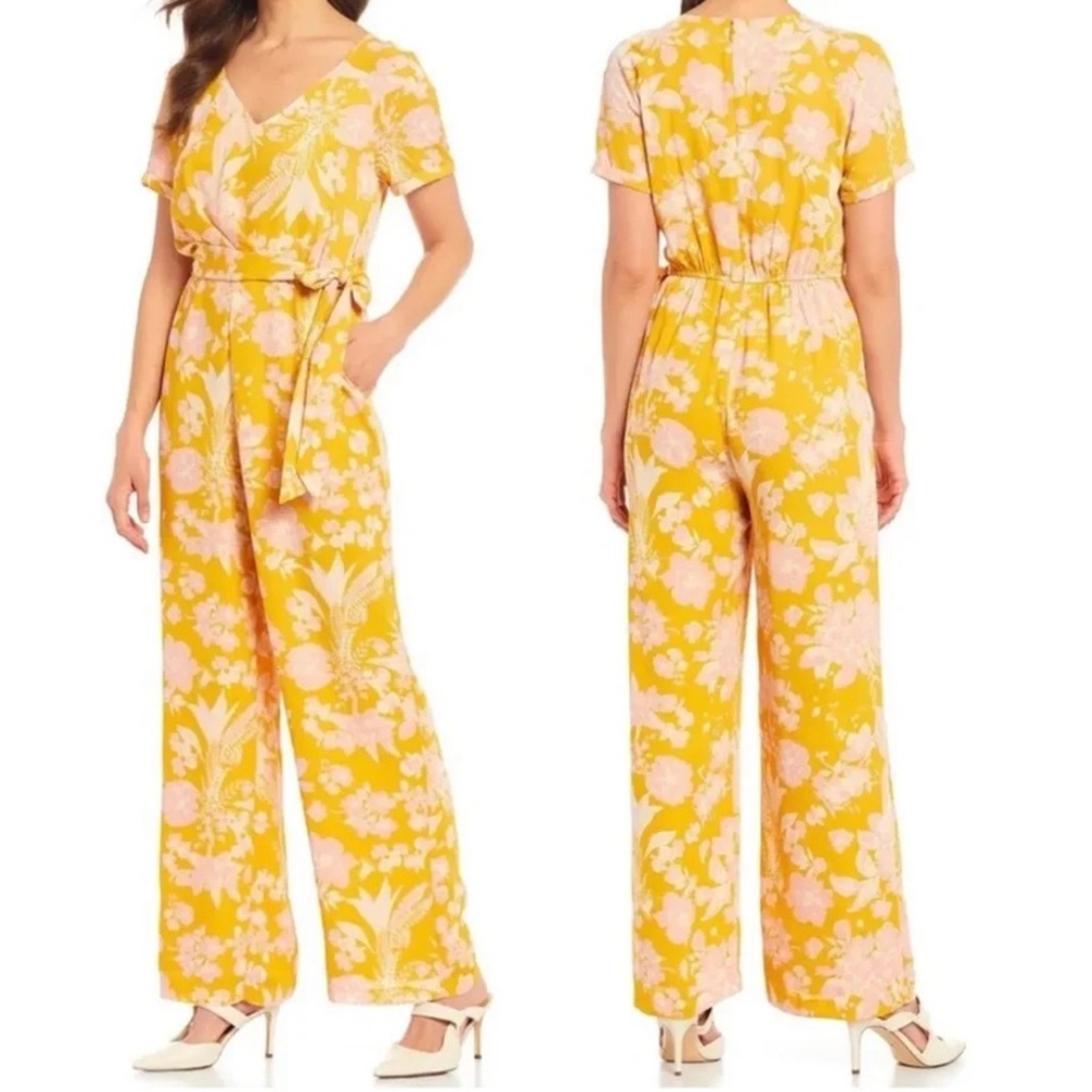 Gibson Latimer Yellow Floral Jumpsuit Size XL